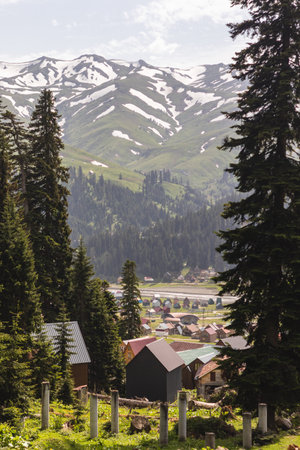 Bakhmaro village in the Caucasus mountains.
