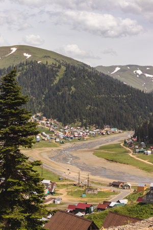 Bakhmaro village in the Caucasus mountains.の写真素材