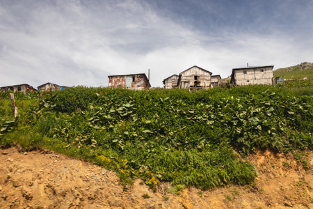 Old buildings in Bakhmaro, Georgia.の写真素材