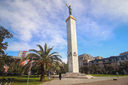 Monument on Europe square in Batumi, Georgiaの写真素材