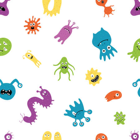 Cure the virus. Treatment. Diseases. Microbes, vector illustrations on a white background. Patternのイラスト素材