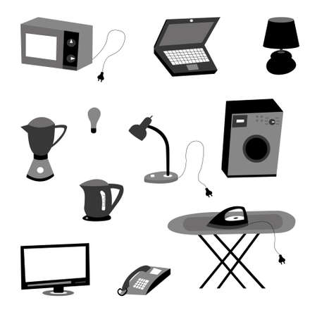 Collection of electricity icons-vector illustration on a white isolated background. A set of electrical appliancesのイラスト素材