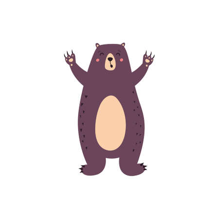 Vector set of brown grizzly bear isolated on white background.のイラスト素材