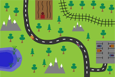 Vector illustration of a city map for children.のイラスト素材