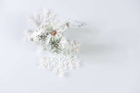 New year and christmas decoration on white backgroundの写真素材