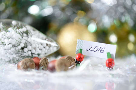 New year and christmas decoration on white backgroundの写真素材