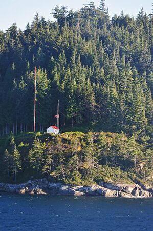Radio antenna station in a canada forestの写真素材