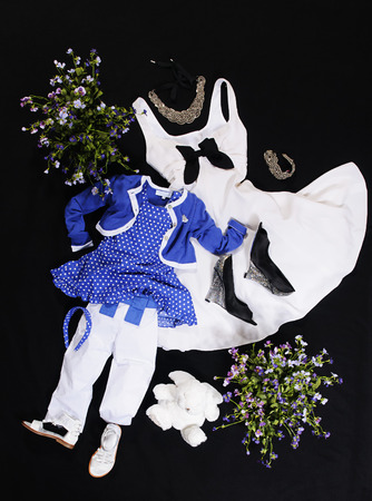 White and blur women dress on black backgroundの写真素材