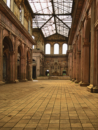 Interior of ruins of church after earthquake in Nicaraguaの写真素材