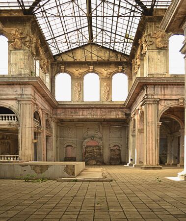 Interior of ruins of church after earthquake in Nicaraguaの写真素材