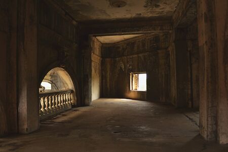 Hall in ruins of church after earthquake in Nicaraguaの写真素材