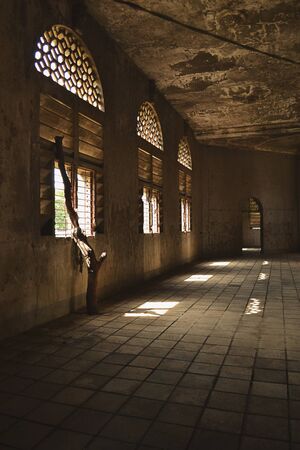 Hall with windows in church after earthquake in Nicaraguaの写真素材