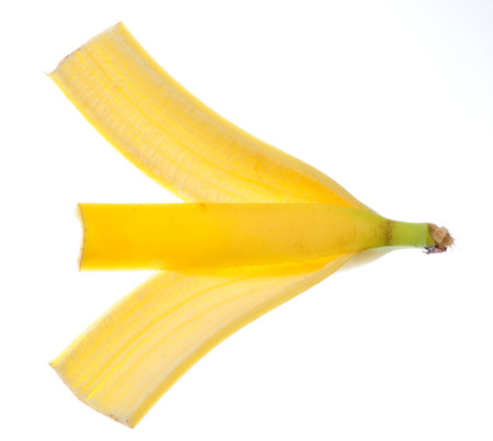 banana fresh peel on white isolated backgroundの写真素材