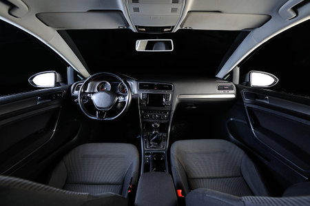 isolated dashboard modern car with front sitの写真素材