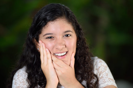 teenage girl with toothacheの写真素材