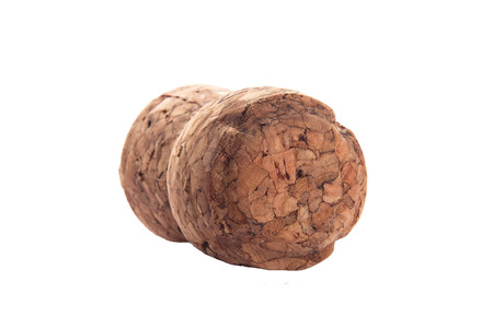 Single champagne cork isolated on white background  macro viewの写真素材