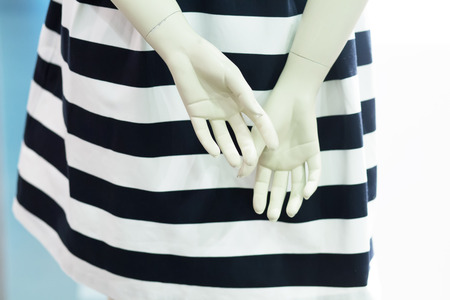 close up of dummy plastic hands in shopの写真素材