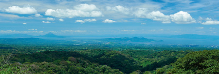 Panorama of managua city in Nicaragua with mountains and lakeの写真素材