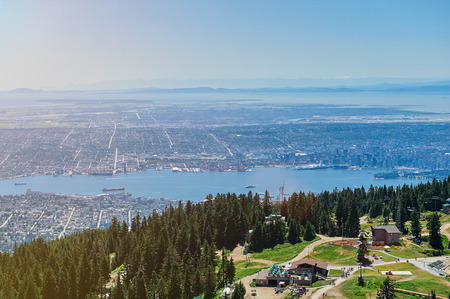 cityscape on vancouver city aerial view on sunny dayの写真素材