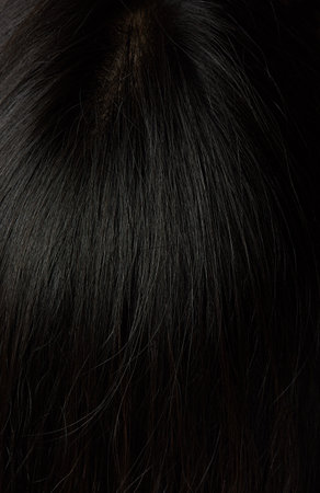 Healthy black hair with head skin view from topの写真素材