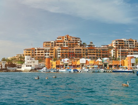 Cabo San Lucas resort in Mexico. Holiday travel port in Mexico. Commerce square in Cabo San Lucasの写真素材
