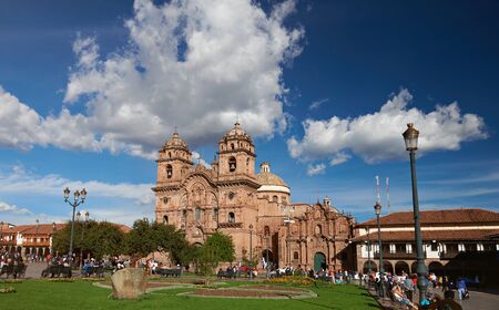 Cusco, Peru - April 20, 2017: Central square in Cusco town with big armas cathedral in day timeのeditorial素材