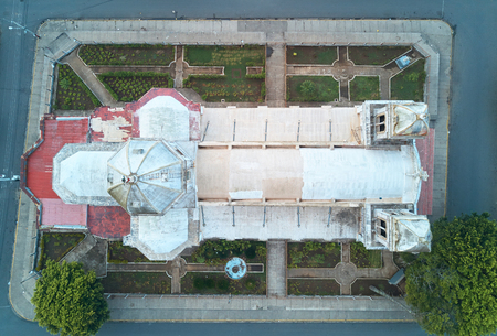 Roof of church view from top. Old grunge roof of church in Diriambaの写真素材