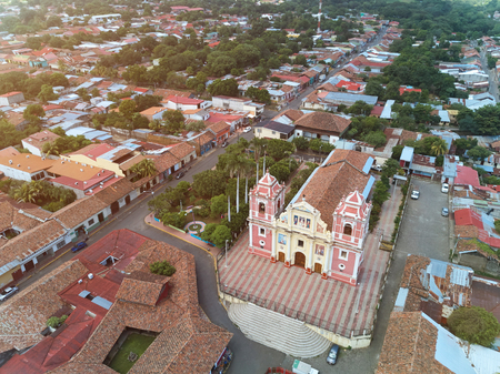 Aerial panorama of Leon  city in Nicaragua. Cityscape of central america townの写真素材