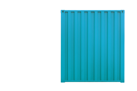 Green cargo container isolated on white background with copy space at the leftの写真素材
