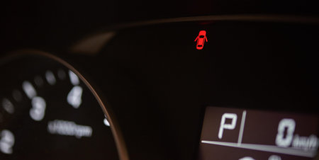 Open car doors icon on moder car dashboard close-up