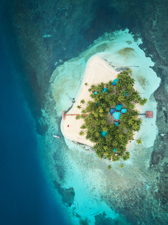 Vacation on caribbean island above drone viewの写真素材