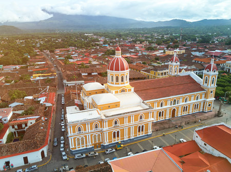 Aerial view of Granada city with mountain backgroundの写真素材