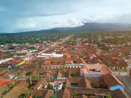 House roofs in old town aerial drone viewの写真素材