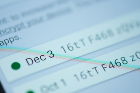 New york, USA - December 12, 2017: Bitcoin walllet moblie menu application  on smartphone screen close-up. Receive Bitcoin transactionのeditorial素材