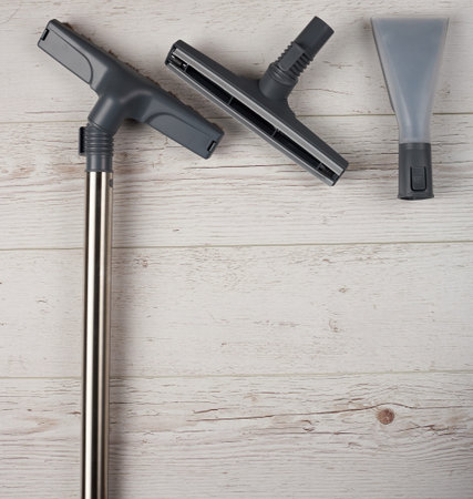 Washing tools for floor. Vacuum cleaner tools above top view