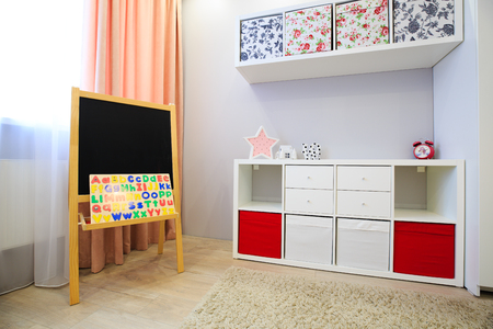 Interior of children room. Modern design of playroom for children at home.の写真素材