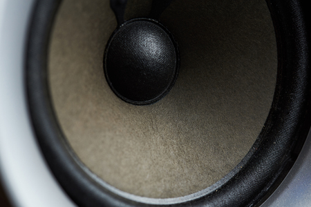 Round audio speaker technology. Modern black circle wooferの写真素材