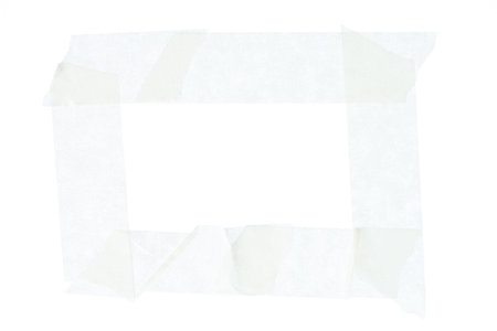 Rectangle frame from white masking paper tape isolatedの写真素材