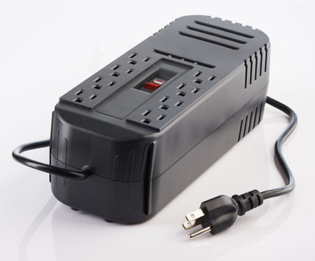 Office power supply  with 110 voltage plugs isolated on white background