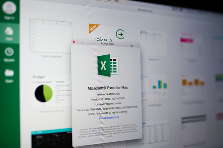 New york, USA - May 25, 2018: Microsoft excel menu on laptop screen close upのeditorial素材