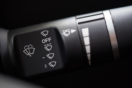 Car wiper control closeup view. Windshield clean systemの写真素材
