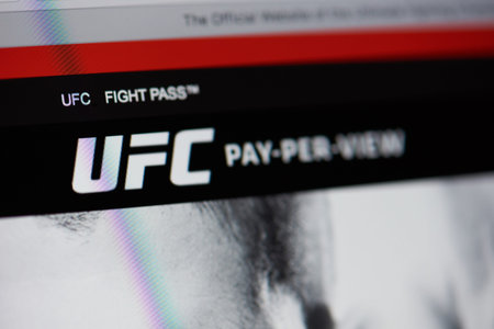 New york, USA - october 8, 2018: UFC pay per view home page on laptop screen close up view