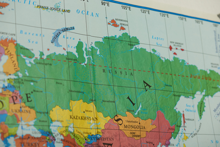 Russia country on paper map close up viewの写真素材