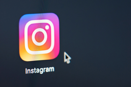 New york, USA - november 15, 2018:Instagram icon on device screen pixelated close up viewのeditorial素材