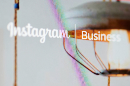 New york, USA - january 24, 2019: Instagram business menu on device screen pixelated close up view. Instagram business themeのeditorial素材