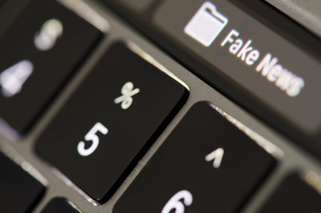 Propaganda on internet theme. Warning of fake news