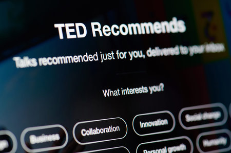 New york, USA - march 11, 2019: Ted talks recommended list on laptop screen close up