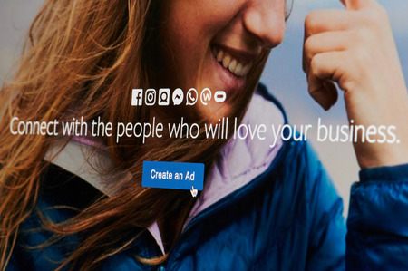 New york, USA - april 8, 2019: Creating ad in social media on digital screen macro close up viewのeditorial素材