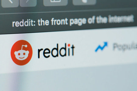 New york, USA - april 22, 2019: Reddit home page on laptop screen close up