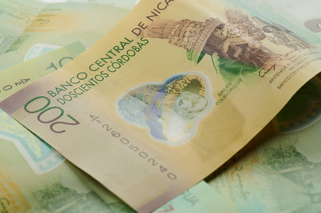 Nicaragua 200 money banknote close up viewの写真素材